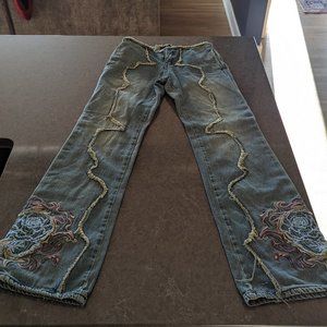Jaded London - PETITE CRIMSON ROSE EMBROIDERED JEANS